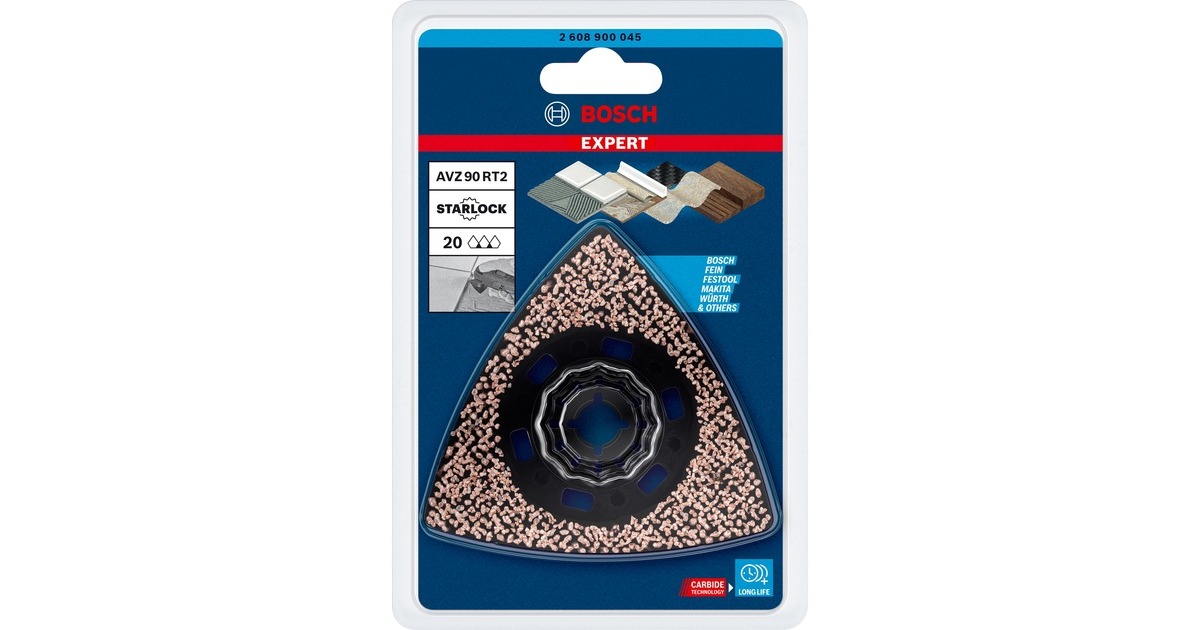 Bosch Expert Carbide Schleifplatte AVZ 90 RT2 MultiMaterial, Ø 90mm, Schleifscheibe(Starlock, K20)