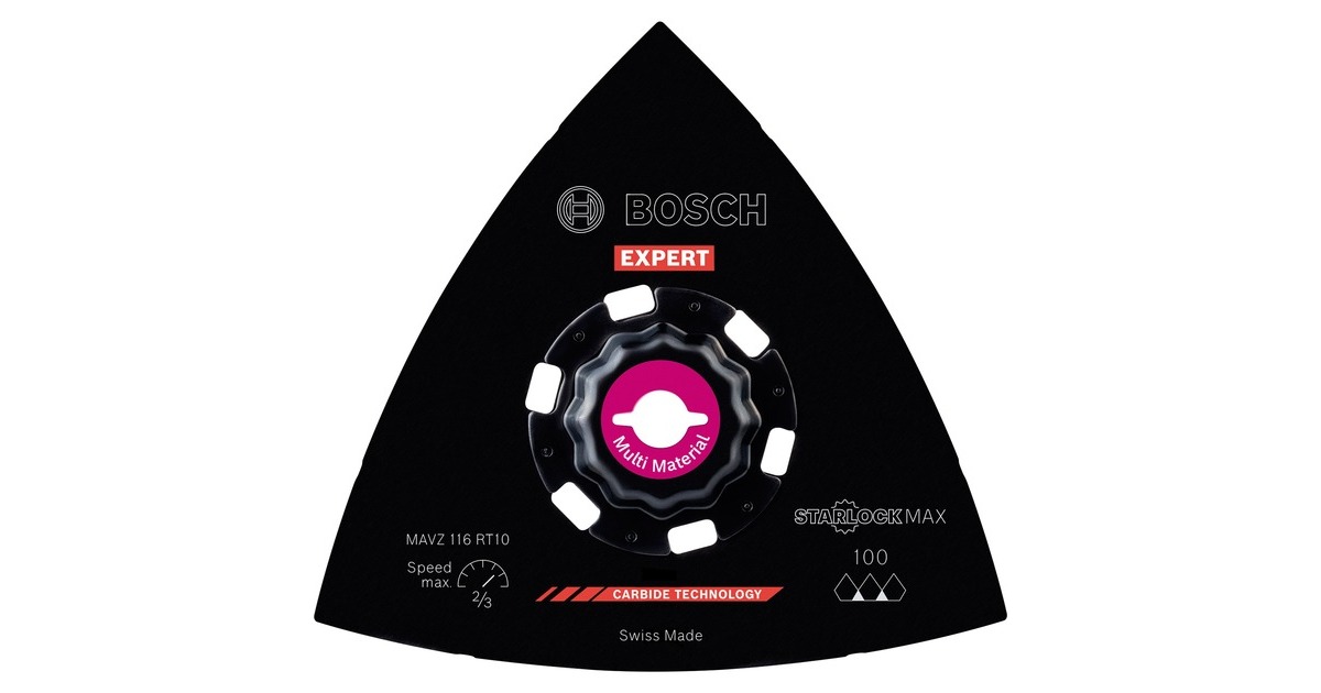 Bosch Expert Carbide Schleifplatte MAVZ 116 RT10 MultiMaterial, Ø 116mm, Schleifscheibe(Starlock Max, K100)