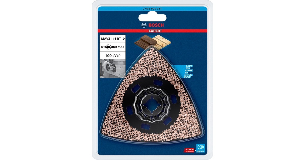 Bosch Expert Carbide Schleifplatte MAVZ 116 RT10 MultiMaterial, Ø 116mm, Schleifscheibe(Starlock Max, K100)