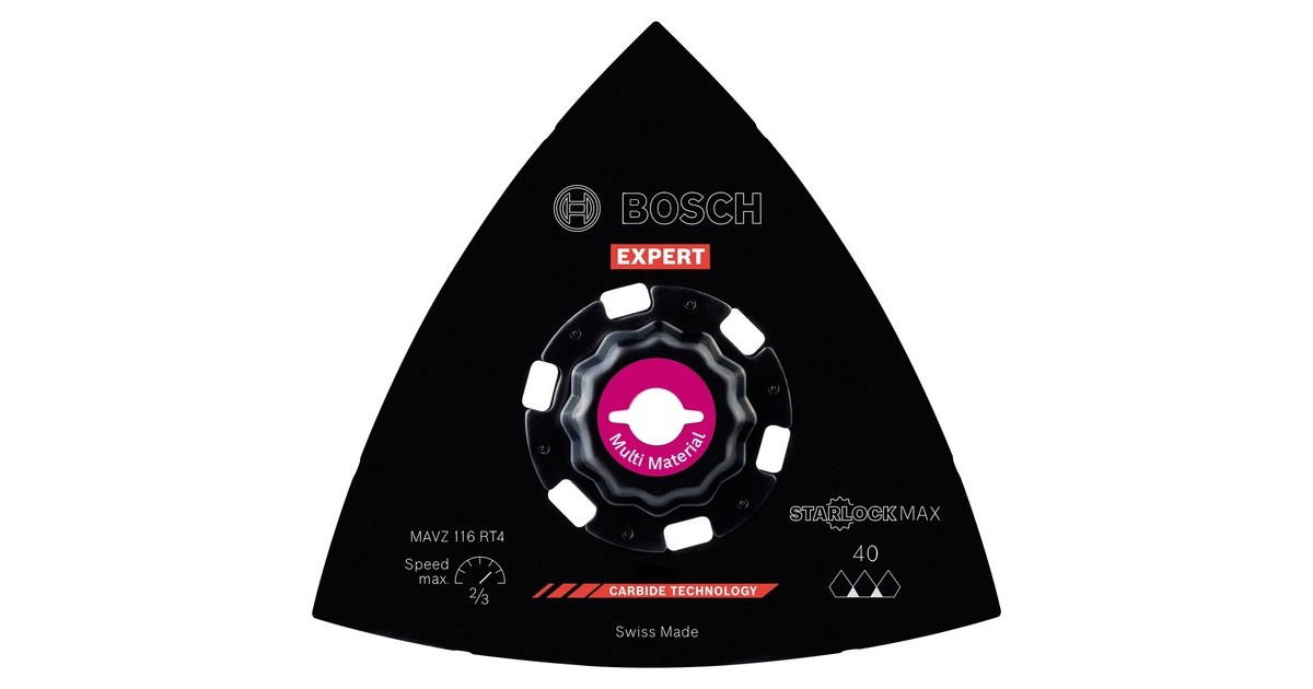 Bosch Expert Carbide Schleifplatte MAVZ 116 RT4 MultiMaterial, Ø 116mm, Schleifscheibe(Starlock Max, K40)