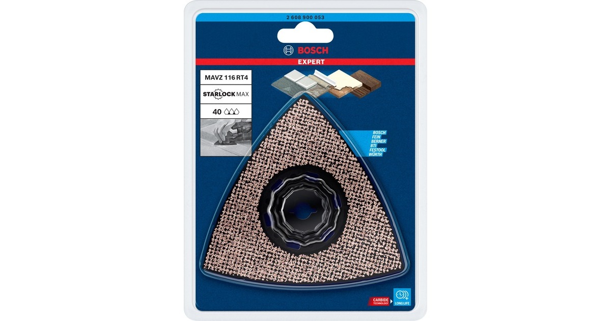 Bosch Expert Carbide Schleifplatte MAVZ 116 RT4 MultiMaterial, Ø 116mm, Schleifscheibe(Starlock Max, K40)