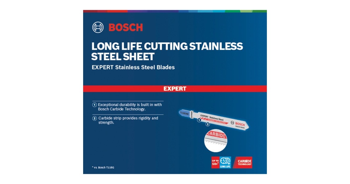 Bosch Expert Carbide Stichsägeblatt T 118 EHM 'Stainless Steel'(3 Stück)