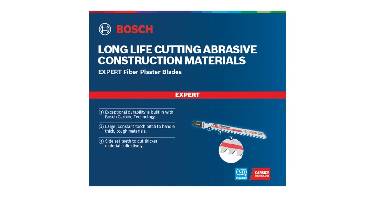 Bosch Expert Carbide Stichsägeblatt T 141 HM 'Fiber Plaster'(3 Stück)
