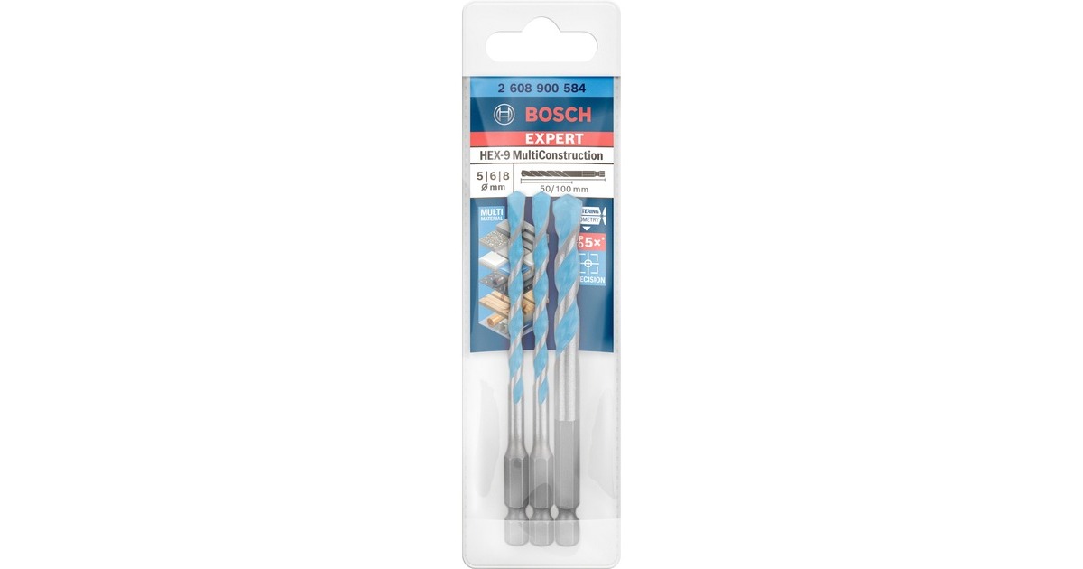 Bosch Expert HEX-9 MultiConstruction Bohrer-Satz, 3-teilig(Ø 5 / 6 / 8mm)
