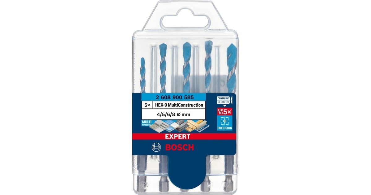 Bosch Expert HEX-9 MultiConstruction Bohrer-Satz, 5-teilig(Ø 4 / 5 / 6 / 8mm)