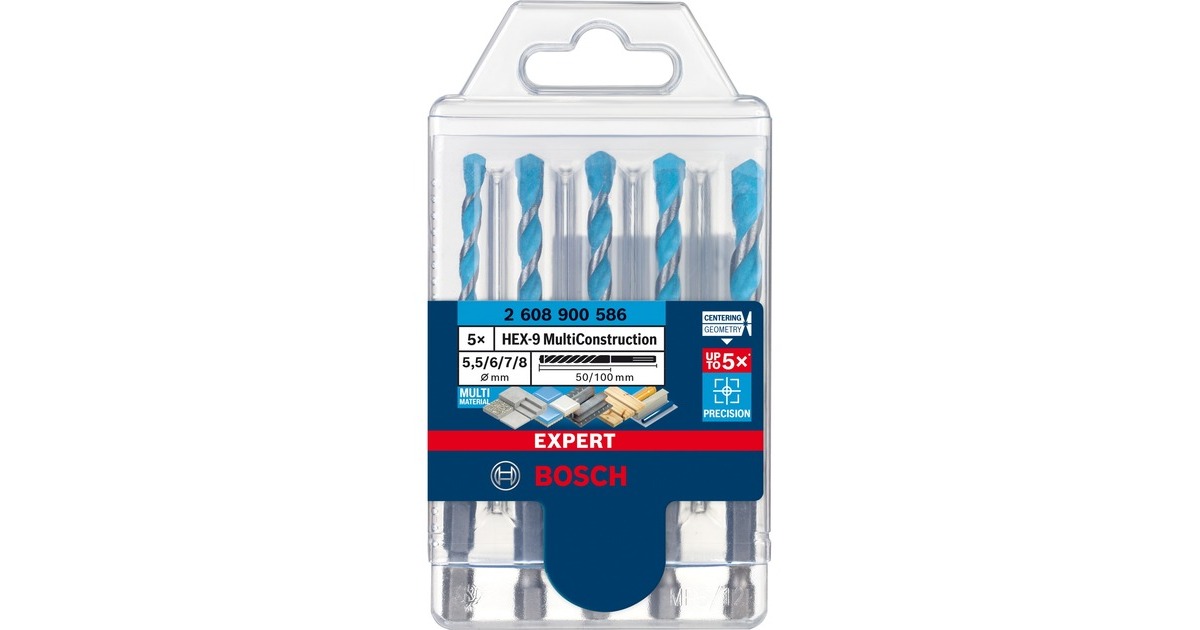 Bosch Expert HEX-9 MultiConstruction Bohrer-Satz, 5-teilig(Ø 5,5 / 6 / 7 / 8mm)