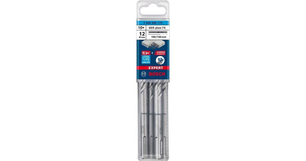 Bosch Expert Hammerbohrer SDS-plus-7X, Ø 12mm, 10 Stück(Arbeitslänge 100mm)