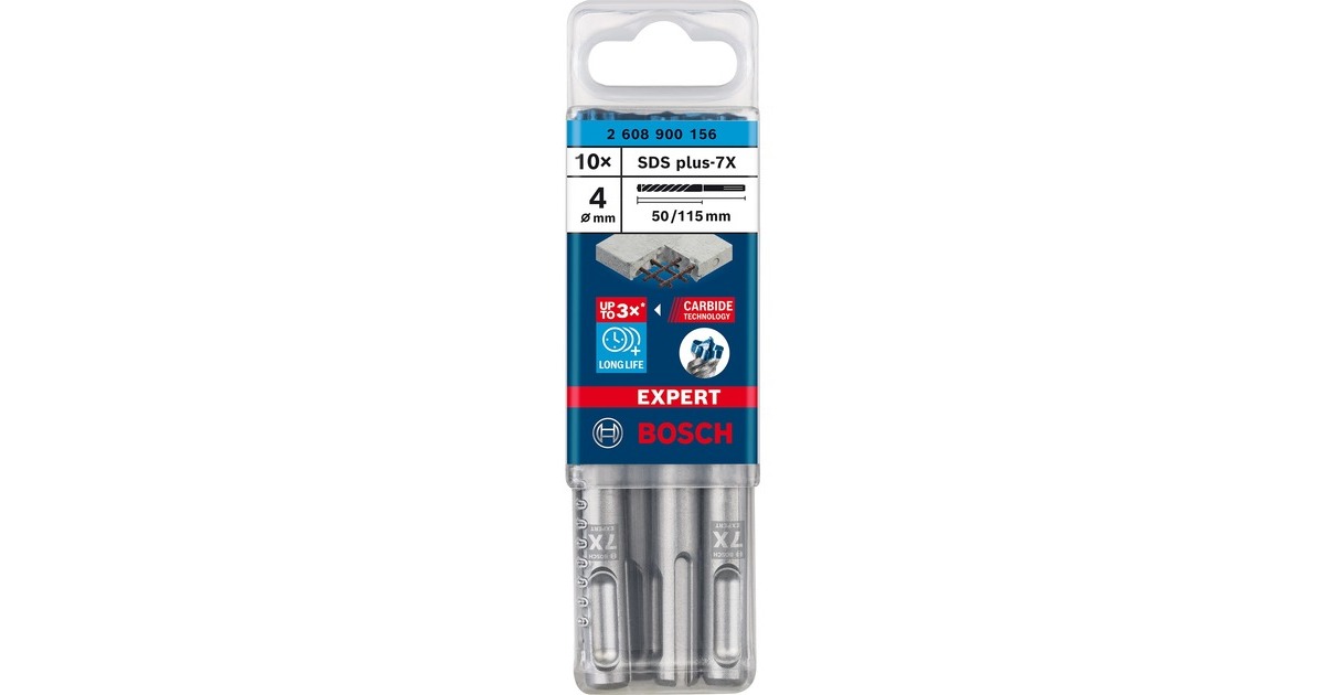 Bosch Expert Hammerbohrer SDS-plus-7X, Ø 4mm, 10 Stück(Arbeitslänge 50mm)