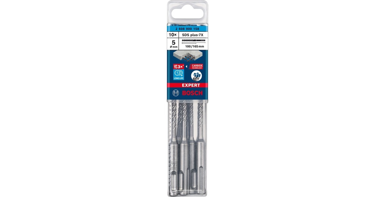 Bosch Expert Hammerbohrer SDS-plus-7X, Ø 5mm, 10 Stück(Arbeitslänge 100mm)