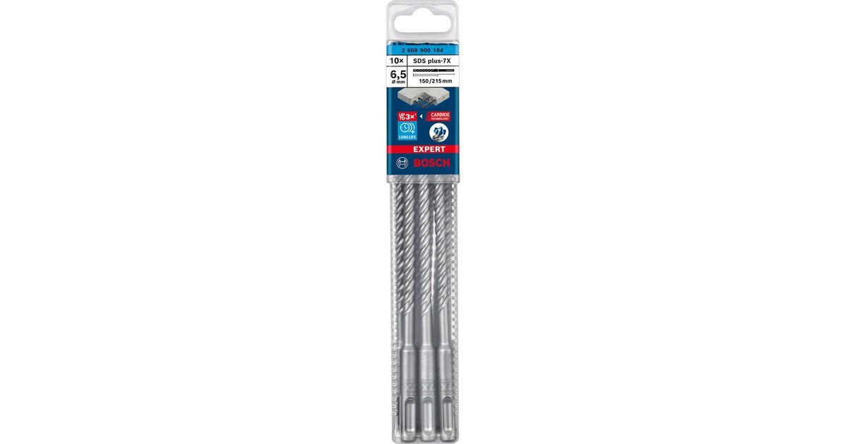 Bosch Expert Hammerbohrer SDS-plus-7X, Ø 6,5mm, 10 Stück(Arbeitslänge 150mm)