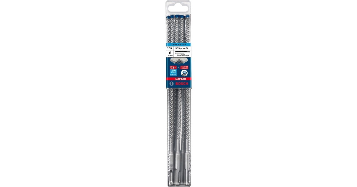 Bosch Expert Hammerbohrer SDS-plus-7X, Ø 6mm, 10 Stück(Arbeitslänge 200mm)