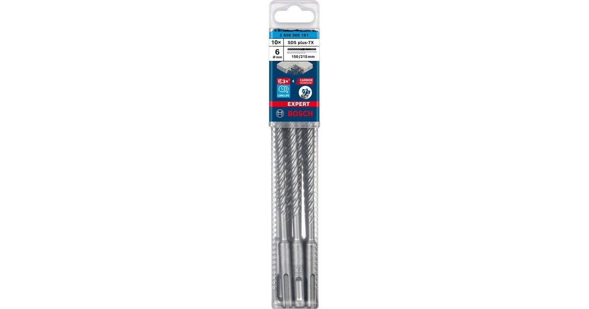 Bosch Expert Hammerbohrer SDS-plus-7X, Ø 6mm, 10 Stück(Arbeitslänge 150mm)