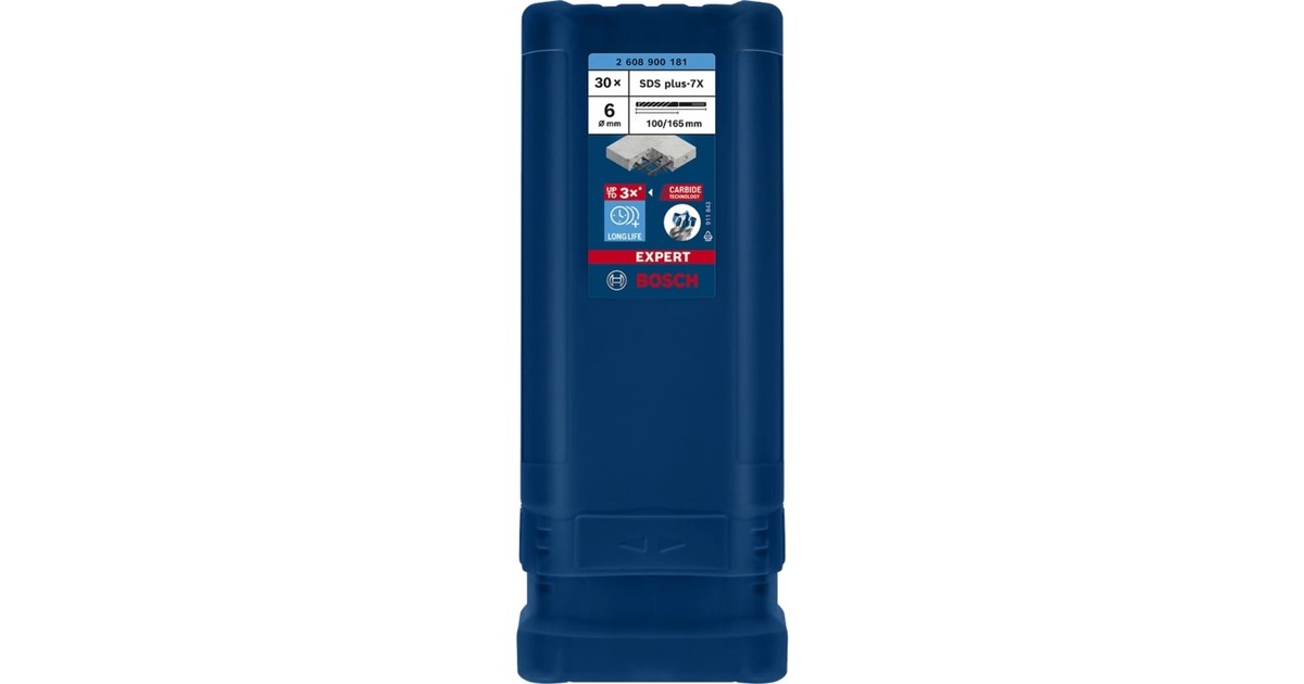 Bosch Expert Hammerbohrer SDS-plus-7X, Ø 6mm, 30 Stück(Arbeitslänge 100mm)