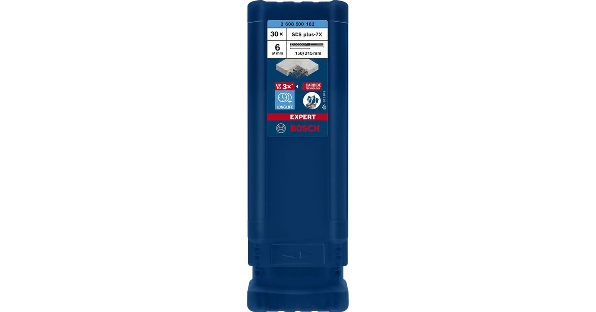 Bosch Expert Hammerbohrer SDS-plus-7X, Ø 6mm, 30 Stück(Arbeitslänge 150mm)