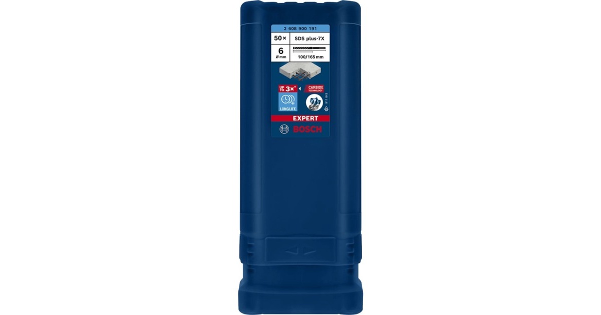 Bosch Expert Hammerbohrer SDS-plus-7X, Ø 6mm, 50 Stück(Arbeitslänge 100mm)