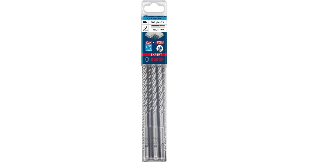 Bosch Expert Hammerbohrer SDS-plus-7X, Ø 8mm, 10 Stück(Arbeitslänge 150mm)