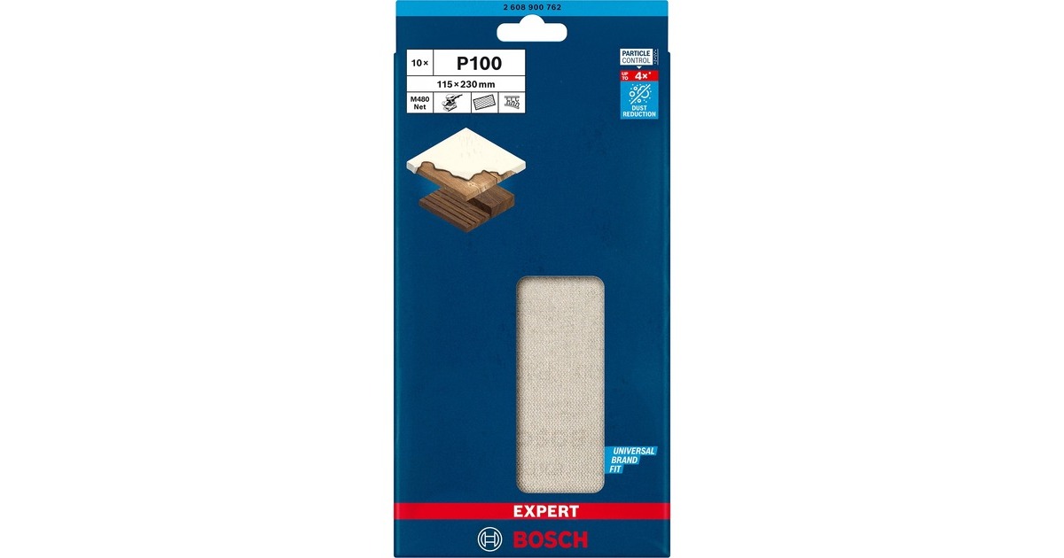 Bosch Expert M480 Netzstruktur-Schleifblatt 115 x 230mm, K100(10 Stück, für Schwingschleifer)