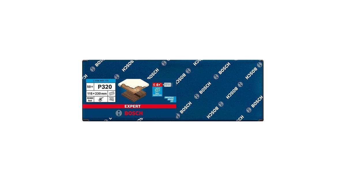 Bosch Expert M480 Netzstruktur-Schleifblatt 115 x 230mm, K320(50 Stück, für Schwingschleifer)