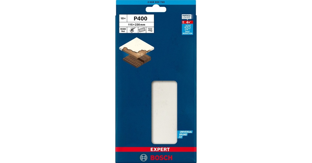Bosch Expert M480 Netzstruktur-Schleifblatt 115 x 230mm, K400(10 Stück, für Schwingschleifer)