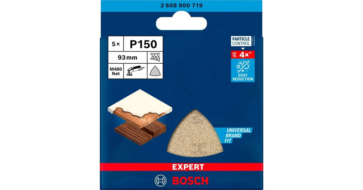 Bosch Expert M480 Netzstruktur-Schleifblatt 93mm, K150(5 Stück, für Deltaschleifer)