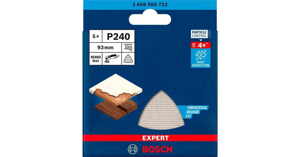 Bosch Expert M480 Netzstruktur-Schleifblatt 93mm, K240(5 Stück, für Deltaschleifer)