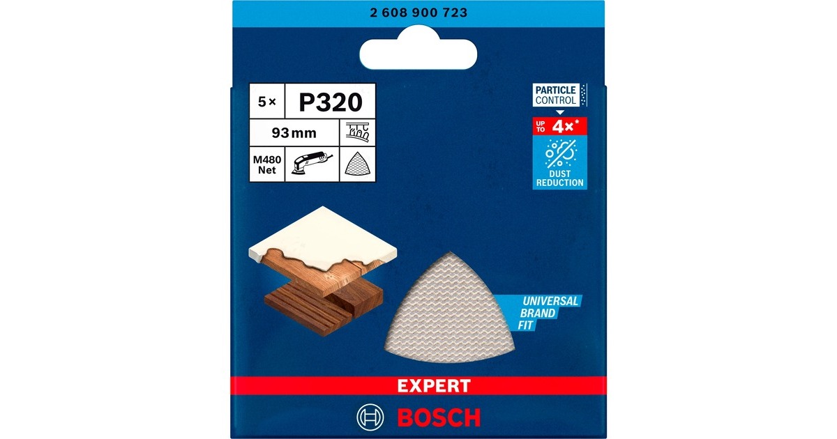 Bosch Expert M480 Netzstruktur-Schleifblatt 93mm, K320(5 Stück, für Deltaschleifer)