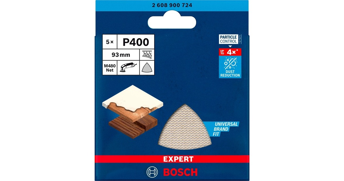 Bosch Expert M480 Netzstruktur-Schleifblatt 93mm, K400(5 Stück, für Deltaschleifer)