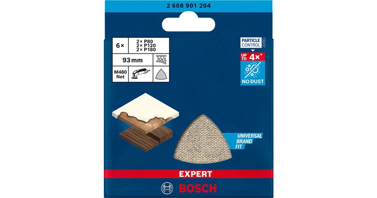 Bosch Expert M480 Netzstruktur-Schleifblatt-Set 93mm, K80 / 120 / 180(6-teilig, für Deltaschleifer)