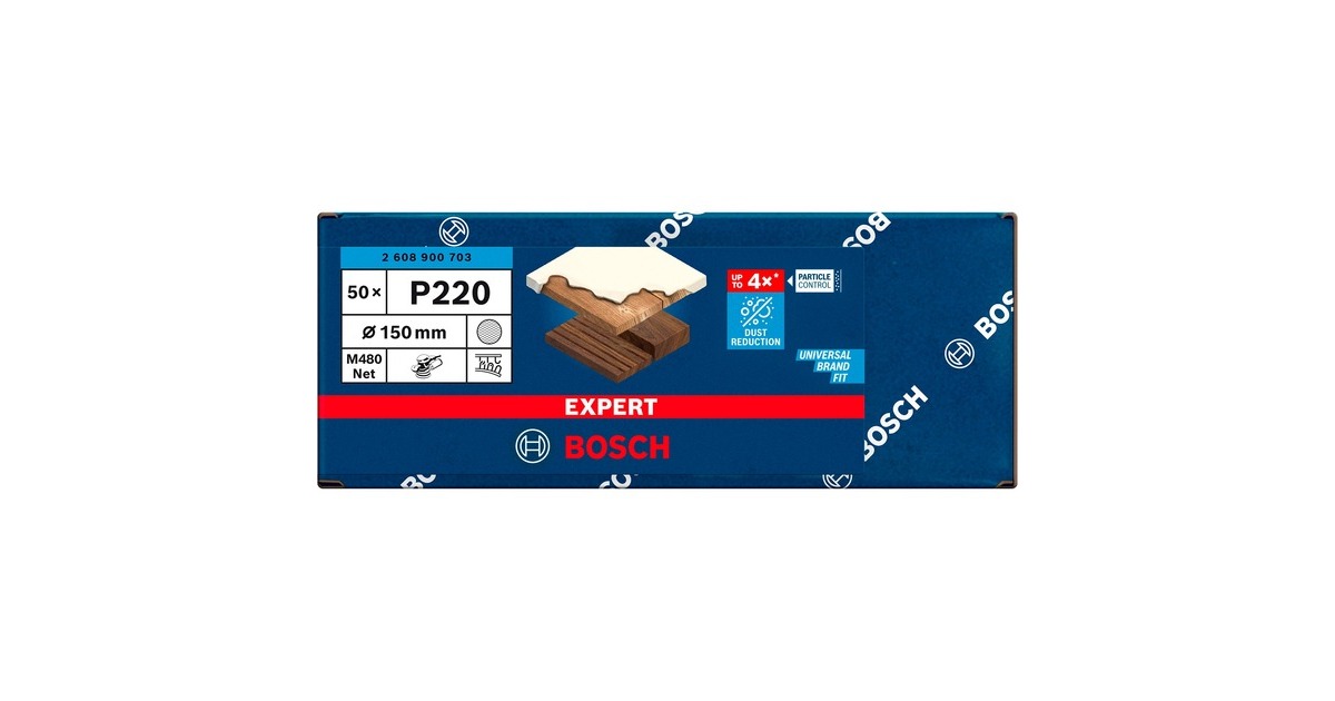 Bosch Expert M480 Netzstruktur-Schleifblatt Ø 150mm, K220(50 Stück, für Exzenterschleifer)