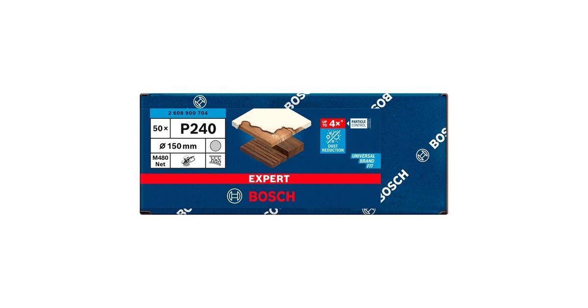 Bosch Expert M480 Netzstruktur-Schleifblatt Ø 150mm, K240(50 Stück, für Exzenterschleifer)