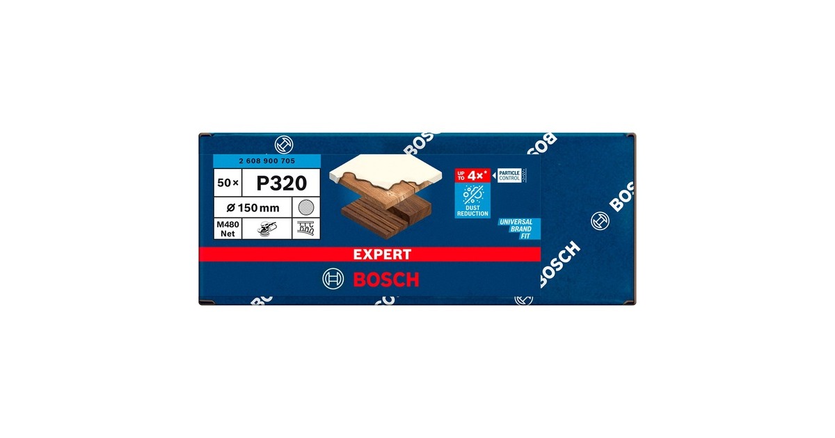 Bosch Expert M480 Netzstruktur-Schleifblatt Ø 150mm, K320(50 Stück, für Exzenterschleifer)