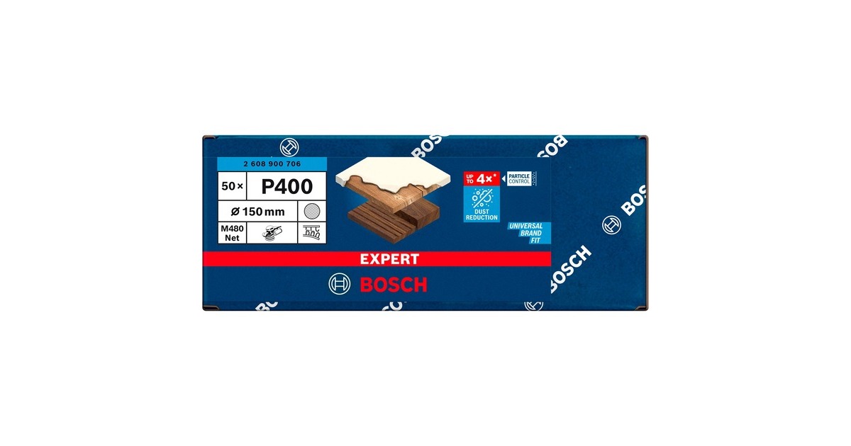 Bosch Expert M480 Netzstruktur-Schleifblatt Ø 150mm, K400(50 Stück, für Exzenterschleifer)