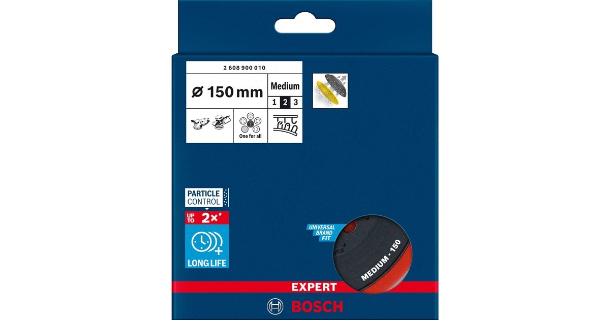 Bosch Expert Multiloch Stützteller, mittelhart, Ø150mm, M8, Schleifteller(schwarz, für Bosch Exzenterschleifer)