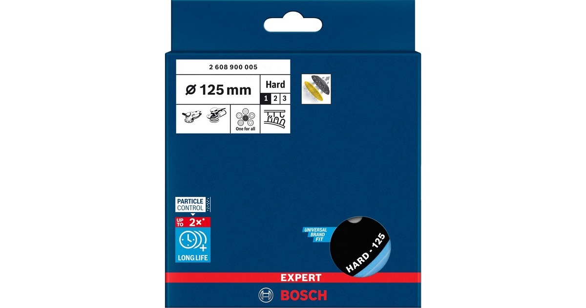 Bosch Expert Multiloch Universalstützteller, hart, Ø125mm, M8+5/16", Schleifteller(schwarz, für Exzenterschleifer)