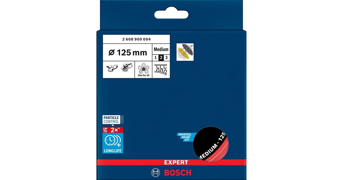 Bosch Expert Multiloch Universalstützteller, mittelhart, Ø125mm, M8+5/16", Schleifteller(schwarz, für Exzenterschleifer)