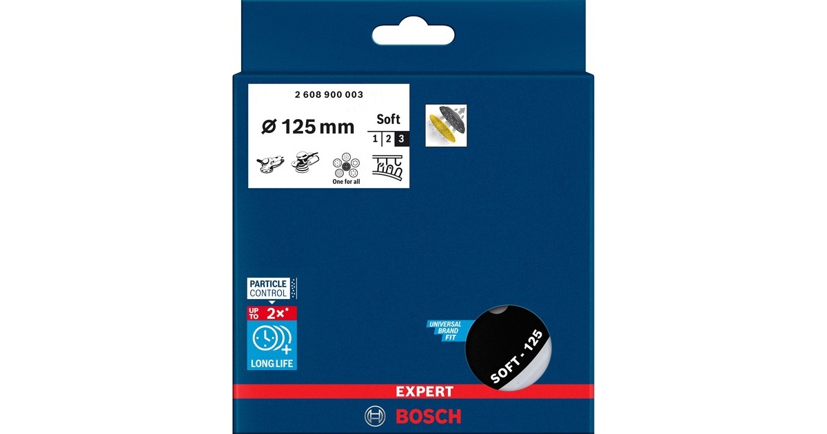 Bosch Expert Multiloch Universalstützteller, weich, Ø125mm, M8+5/16", Schleifteller(schwarz, für Exzenterschleifer)