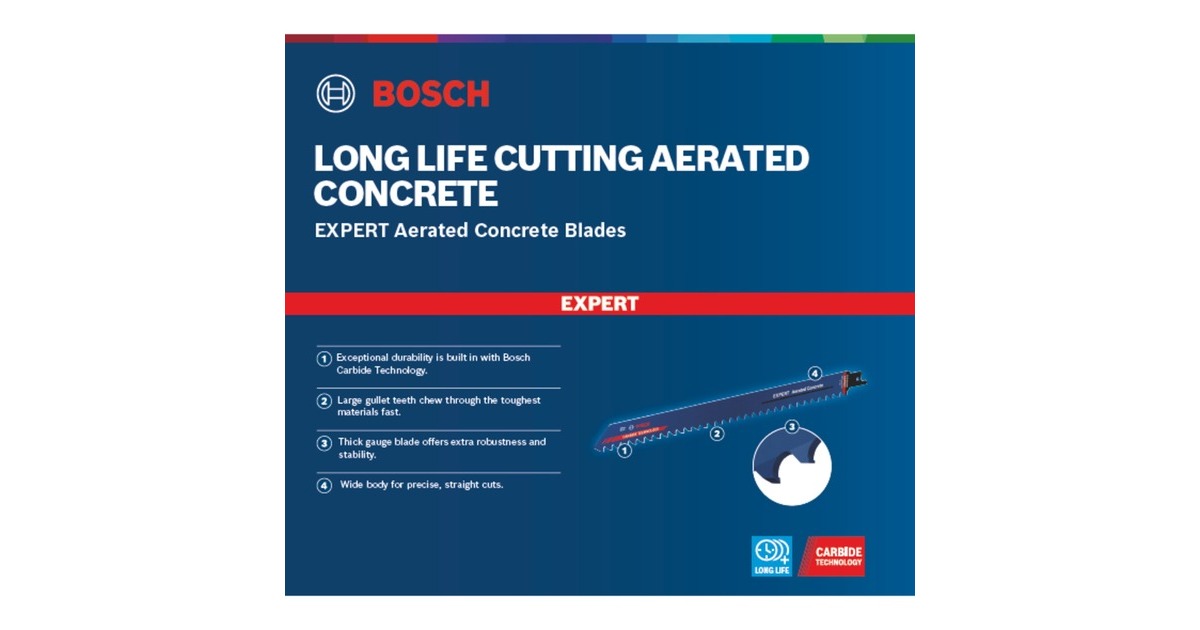 Bosch Expert Säbelsägeblatt ‘Aerated Concrete’ S 1241 HM(Länge 300mm)