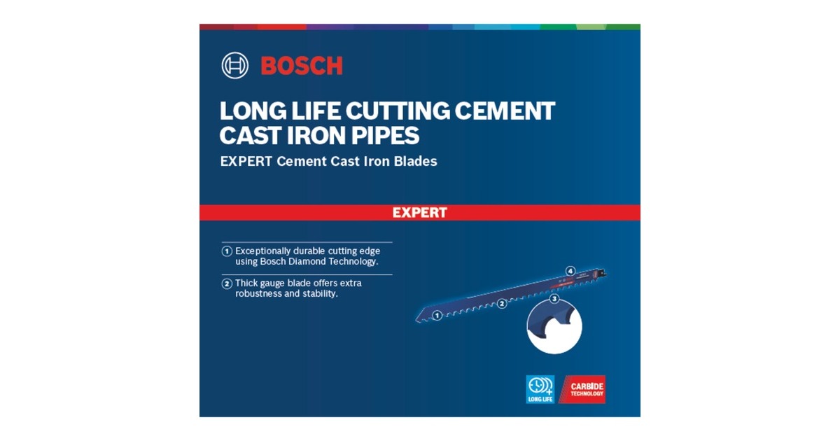 Bosch Expert Säbelsägeblatt ‘Cement Cast Iron’ S 1750 RD(Länge 250mm)