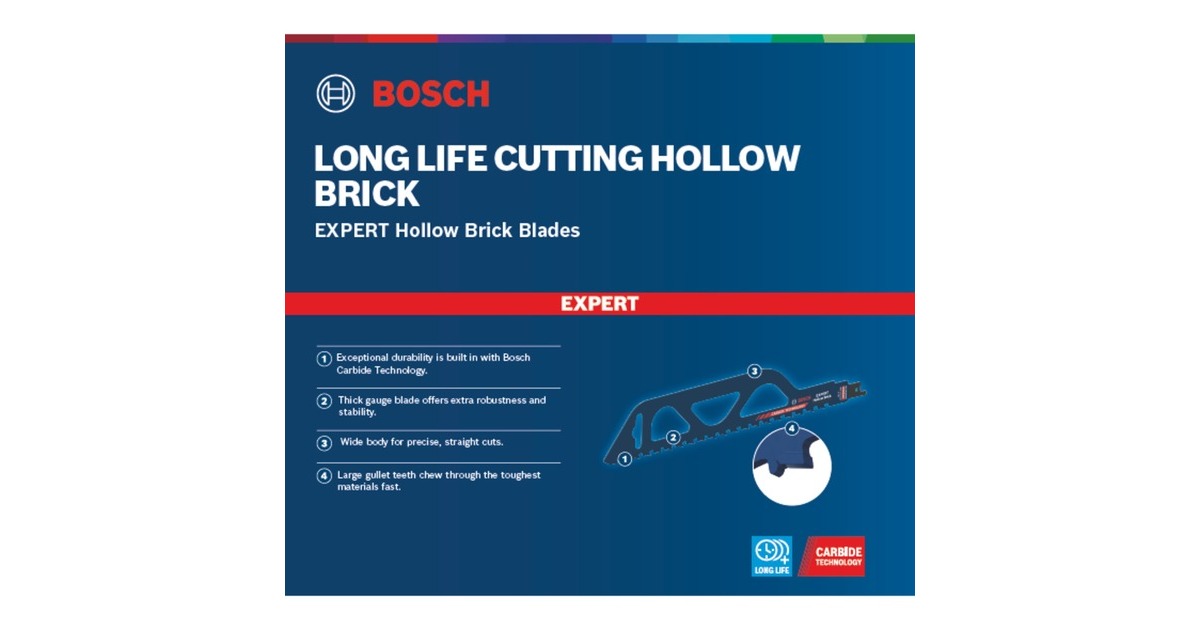 Bosch Expert Säbelsägeblatt ‘Hollow Brick’ S 1243 HM(Länge 300mm)