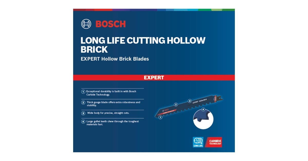 Bosch Expert Säbelsägeblatt ‘Hollow Brick’ S 1543 HM(Länge 240mm)