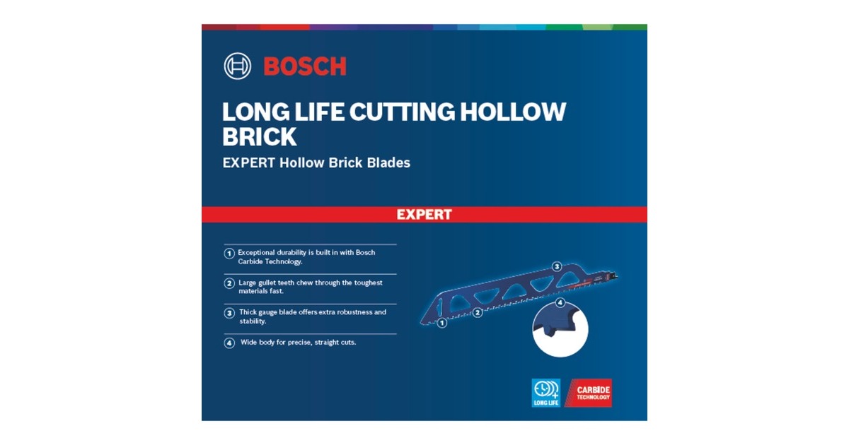 Bosch Expert Säbelsägeblatt ‘Hollow Brick’ S 2243 HM(Länge 455mm)