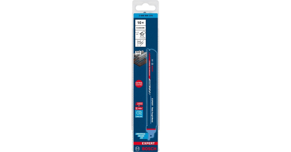 Bosch Expert Säbelsägeblatt ‘Thick Tough Metal’ S 1155 CHC, 10 Stück(Länge 225mm)