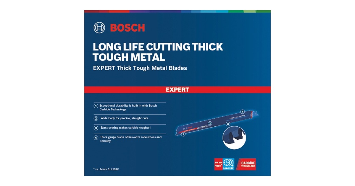 Bosch Expert Säbelsägeblatt ‘Thick Tough Metal’ S 1255 CHC, 10 Stück(Länge 300mm)