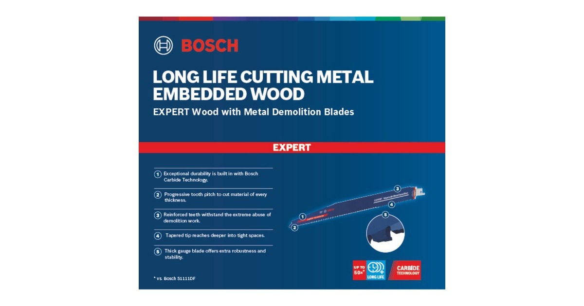Bosch Expert Säbelsägeblatt ‘Wood with Metal Demolition’ S 1267 XHM, 10 Stück(Länge 300mm)