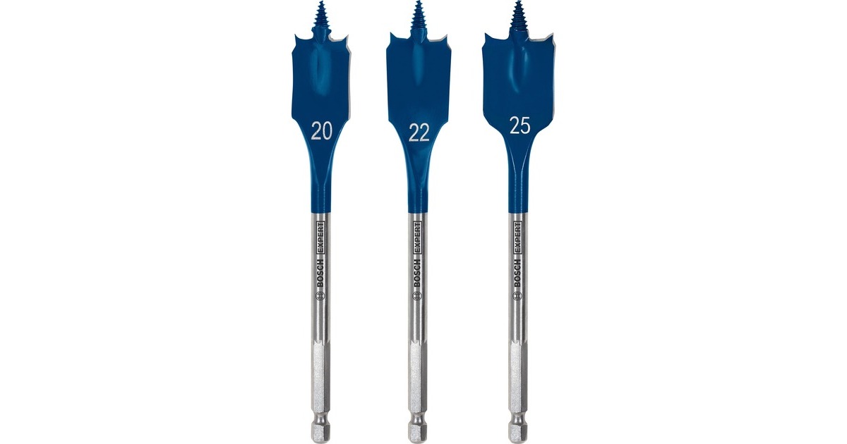 Bosch Expert Self Cut Speed Flachfräsbohrer-Satz, 3-teilig,Ø 20/ 22/ 25mm(Länge 152mm)