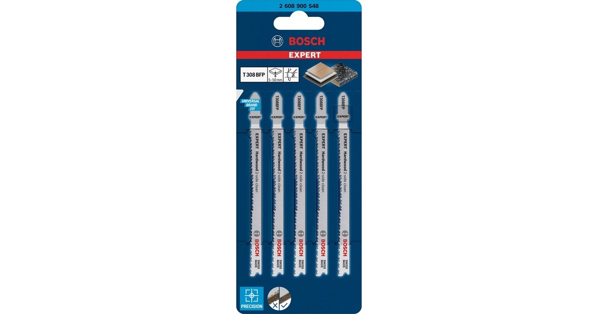 Bosch Expert Stichsägeblatt T 308 BFP 'Hardwood 2-side clean'(5 Stück)