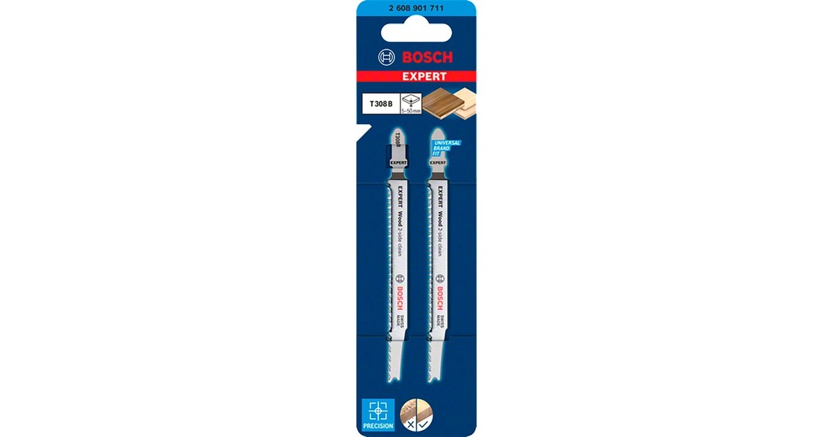 Bosch Expert Stichsägeblatt T 308 B 'Wood 2-side clean'(2 Stück)