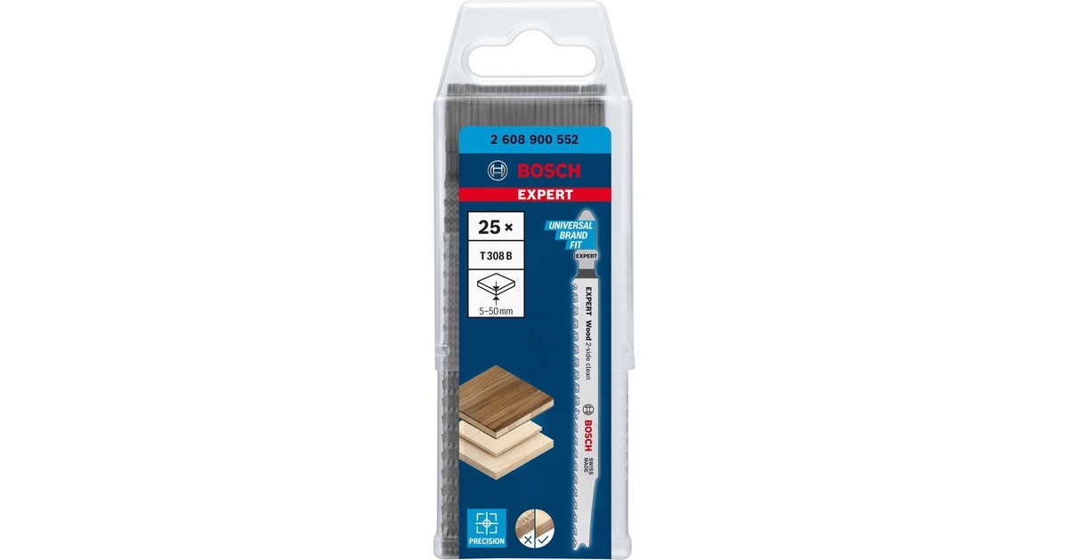 Bosch Expert Stichsägeblatt T 308 B 'Wood 2-side clean'(25 Stück)