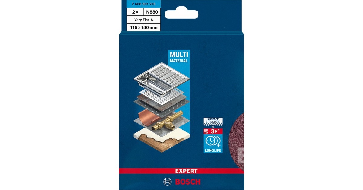 Bosch Expert Vlies-Schleifpad N880 Allzweck, 115x140mm, Schleifblatt(grün, 2 Stück, zum Handschleifen)