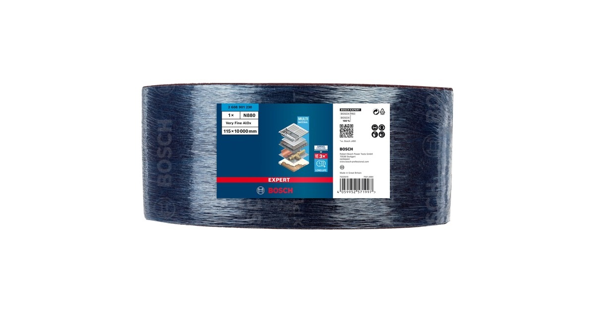 Bosch Expert Vliesrolle N880 Medium A, 115mmx10m, Schleifblatt(rot, 10 Meter Rolle, zum Handschleifen)